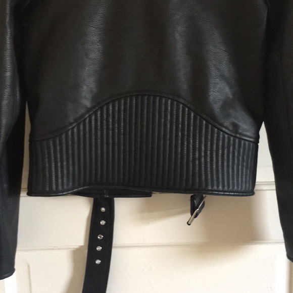 Faux Leather Black Moto Jacket - Picture 3 of 8